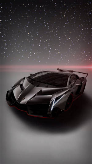 Musta Lamborghini iPhone tähtitaivaan alla — Hienot autot GIF Taustakuvat