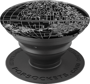 Musta Pop Socket graafisella kuviolla