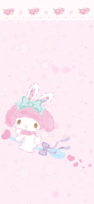 My Melody ratsastaa lusikalla taustakuva — iPhone 16e Taustakuvat