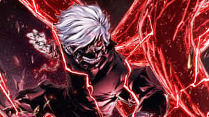 Naamio Poika Kaneki Anime Taide Punainen Energia — Tokyo ghoul GIF Taustakuvat