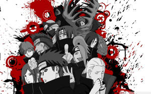 Naruto-hahmot Akatsuki harmaasävyinä -taustakuva — Naruto estetiikka Taustakuvat