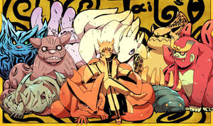 Naruto ja hännäkkäät pedot -julistetaustakuva — Naruto estetiikka Taustakuvat
