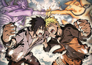 Naruto Sasuke taistelujuliste taustakuva — Naruto ja sasuke Taustakuvat