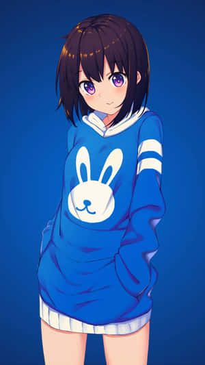 Kuvia anime-tyttö hupparista — Söpö anime-tyttö Taustakuvat