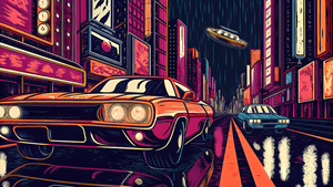 kyberpunk-kaupunki, futuristinen horisontti, neonvalot, lentävät autot, sateen kastelemat kadut, holografiset kyltit, pinkki ja sininen hehku, sumuinen tunnelma, scifi-metropoli, yökaupunkimaisema, elokuvamainen valaistus, digitaalinen taide, fotorealistinen, dystooppinen kaupunkikohtaus, Tulevaisuus, Tulevaisuuden kaupunki, Tulevaisuuden tausta, Kyberpunk, Auto, Auto 4k