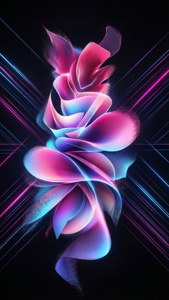 Abstrakti geometrinen neongradienttitapetti, joka on saanut inspiraationsa Z Flip 5:stä