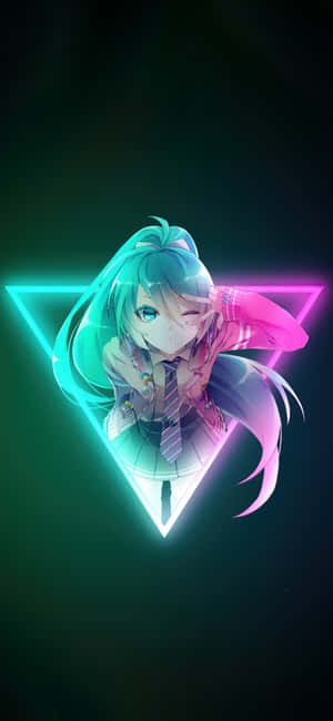 Neon-lukitusnäyttö anime-tyttö — Vivo X300 E Taustakuvat