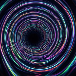 Syvä kierre tunneli neonvaloin piirrettynä.