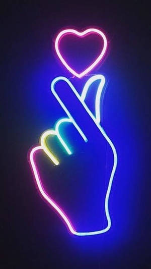 Neonvalo sormisydänkuviolla — Neon Taustakuvat