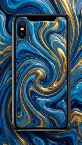 Abstrakti nestemäinen taustakuva, jossa iPhone X.