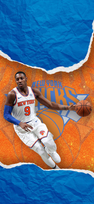 New York Knicks oranssi sininen logo -taustakuva — iPhone 15 Taustakuvat