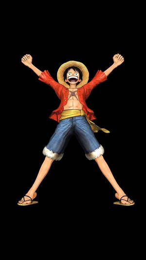 Hymyilevä ja innoissaan oleva Luffy muotokuvassa One Piece -taustakuvassa.