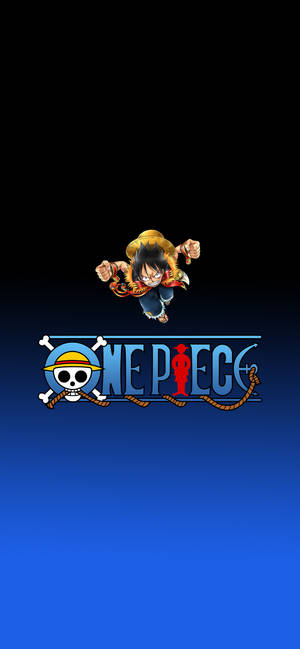 One Piece -puhelimen logo ja Luffy — iPhone 18 Taustakuvat