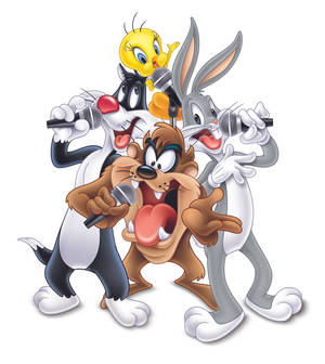 Pussieläin Taz Looney Tunes -ystäviensä kanssa -taustakuva. — Nubia Fold Taustakuvat