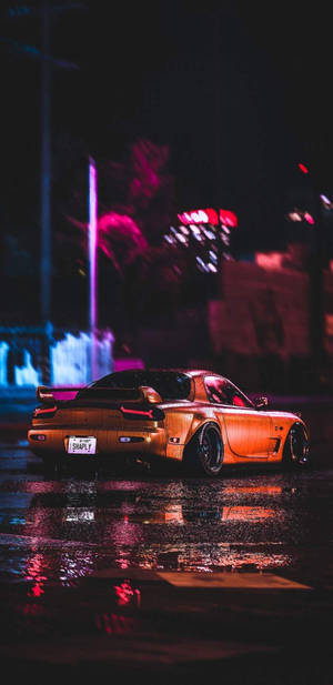 Oranssi JDM-auto estetiikka yöllä — JDM-autot Taustakuvat