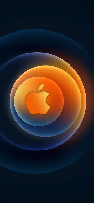 Oranssi ympyrä Apple-logo -taustakuva — iPhone 12 Taustakuvat