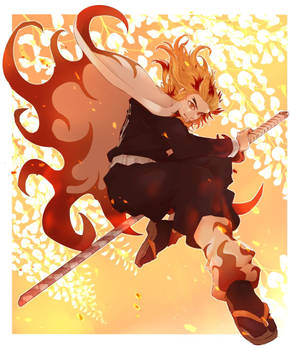 Rengoku Kyoujurou hyppy taustakuva — Galaxy Z Fold 6 Taustakuvat
