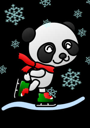 Panda luistelee talven ihmemaassa — Panda Taustakuvat