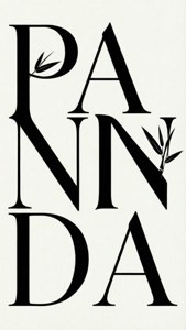 Minimalistinen typografinen taustakuva, jossa teksti 'PANDA' ja bambunlehti. — iPhone Se Taustakuvat