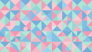 Moderni pastellinen geometrinen kuvio, jossa on kolmioita ja ympyröitä pehmeissä väreissä. — Pastelli Taustakuvat