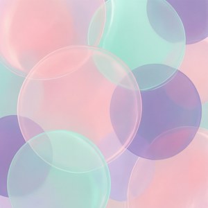 Modernia abstraktia taidetta, jossa on päällekkäisiä pastellivärisiä ympyröitä ja möykkyjä. — Pehmeä estetiikka GIF Taustakuvat