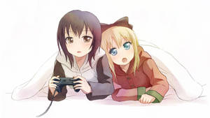 Pelaavat anime-lesbot -taustakuva — Anime lesbo Taustakuvat