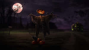 Pelottava linnunpelätin kurpitsapäällä — Pelottava halloween Taustakuvat