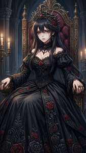 Animeprinsessa mustassa puvussa ja piikkikruunussa. — Musta anime Taustakuvat