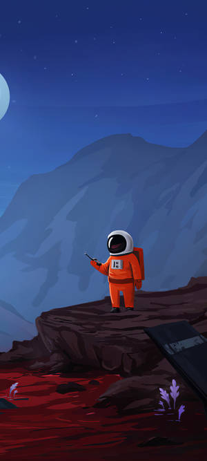 Cartoon Astronaut With Walkie-talkie — Tecno Camon 40 Taustakuvat
