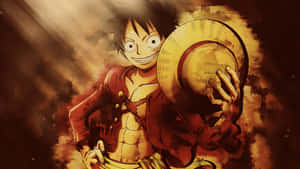 Pirate King Luffy kantaen hattuaan tehtävässä — Luffy Taustakuvat