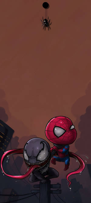 Pisteura Venom ja Spider-Man — iPhone 17e Taustakuvat