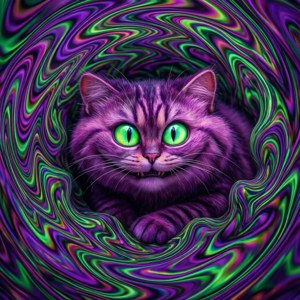 Cheshire-kissa psykedeelisten värien pyörteessä. — Cheshire Cat Taustakuvat