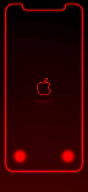 Apple-logo neonpunaisella reunuksella iPhone XR -taustakuva — iPhone Xr Taustakuvat