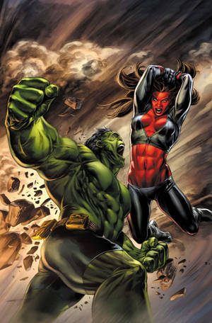 Punainen She Hulk taistelemassa -taustakuva — Honor MagicPad4 Taustakuvat