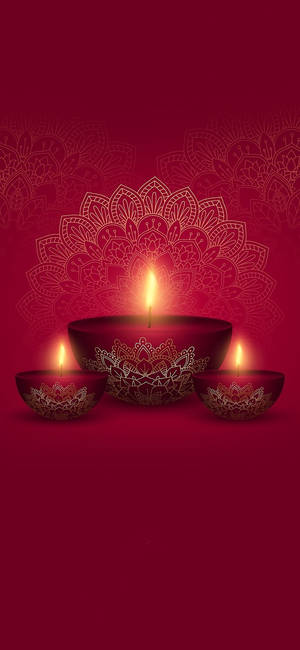 Diwali punaiset kynttilälyhdyt -taustakuva — iPhone 16 Taustakuvat