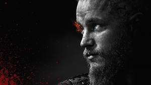 Ragnar Lothbrok 4K Viikingit Tulinen Silmäripsi Mustavalkoinen