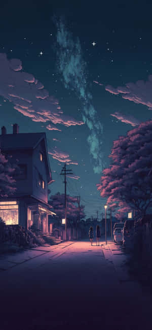Anime-estetiikkatausta — iPhone 13 Mini Taustakuvat