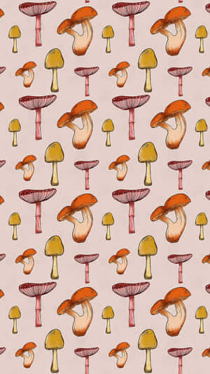 Retro söpö sieni groovy kukkakuvio — Sieni-estetiikka Taustakuvat