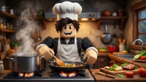 Valmista herkullisia annoksia Roblox-kokilla vilkkaassa keittiössä.