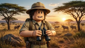 Lähde safariseikkailulle Roblox-hahmon kanssa savannilla.