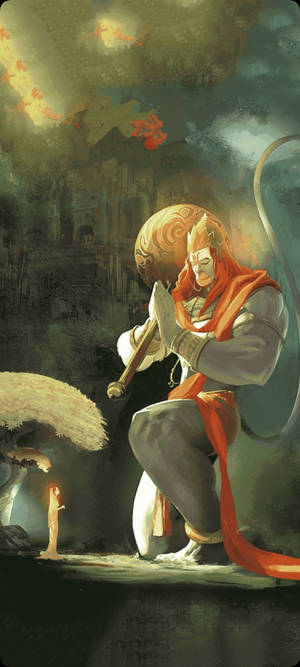 Rukoileva hindujumala Hanuman -puhelin — iPhone 16 Plus Taustakuvat