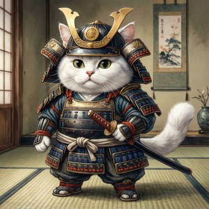 Söpö samurai-kissa perinteisessä japanilaisessa ympäristössä — Animekissa Taustakuvat