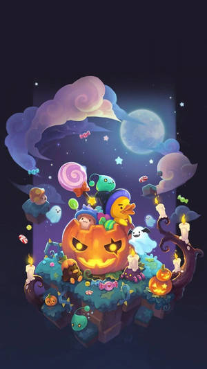 Sarjakuvamainen Halloween kurpitsa -taustakuva