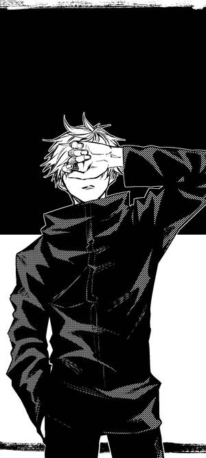 Satoru Gojo mustavalkotaide Jujutsu Kaisen -puhelin — iPhone 14 Pro Max Taustakuvat