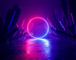Sci-Fi Neon Kuu -taustakuva — Neon kuu Taustakuvat