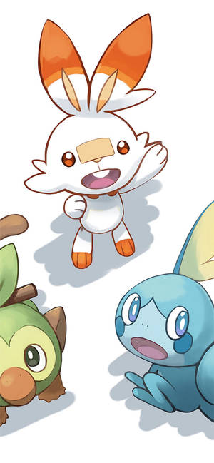 Scorbunny ja muut Galar-starttipokemonit — Pokemon Puhelin Taustakuvat