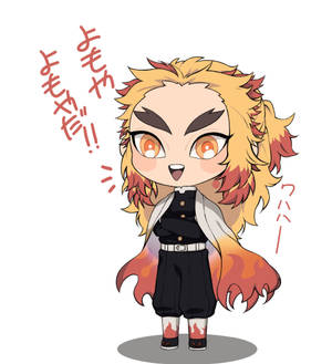 Rengoku liekki hashira chibi-muodossa taustakuva. — Galaxy Z Fold Taustakuvat