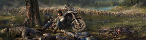 Days Gone -zombi-isku kentällä -taustakuva — 3840x1080 Taustakuvat