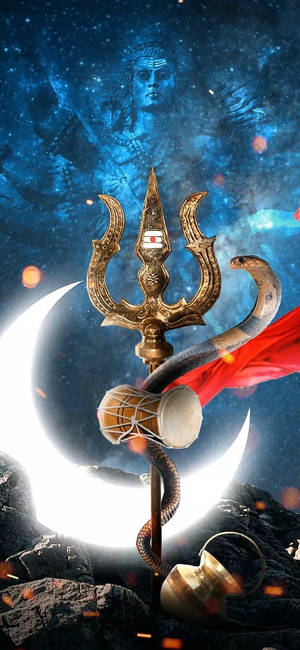 Shiva iPhone Trishula Kuun Kanssa — Galaxy S25 FE Taustakuvat