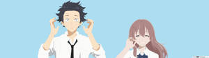 Minimalistinen Äänetön ääni Shouko Shoya taustakuva — 3840x1080 Taustakuvat
